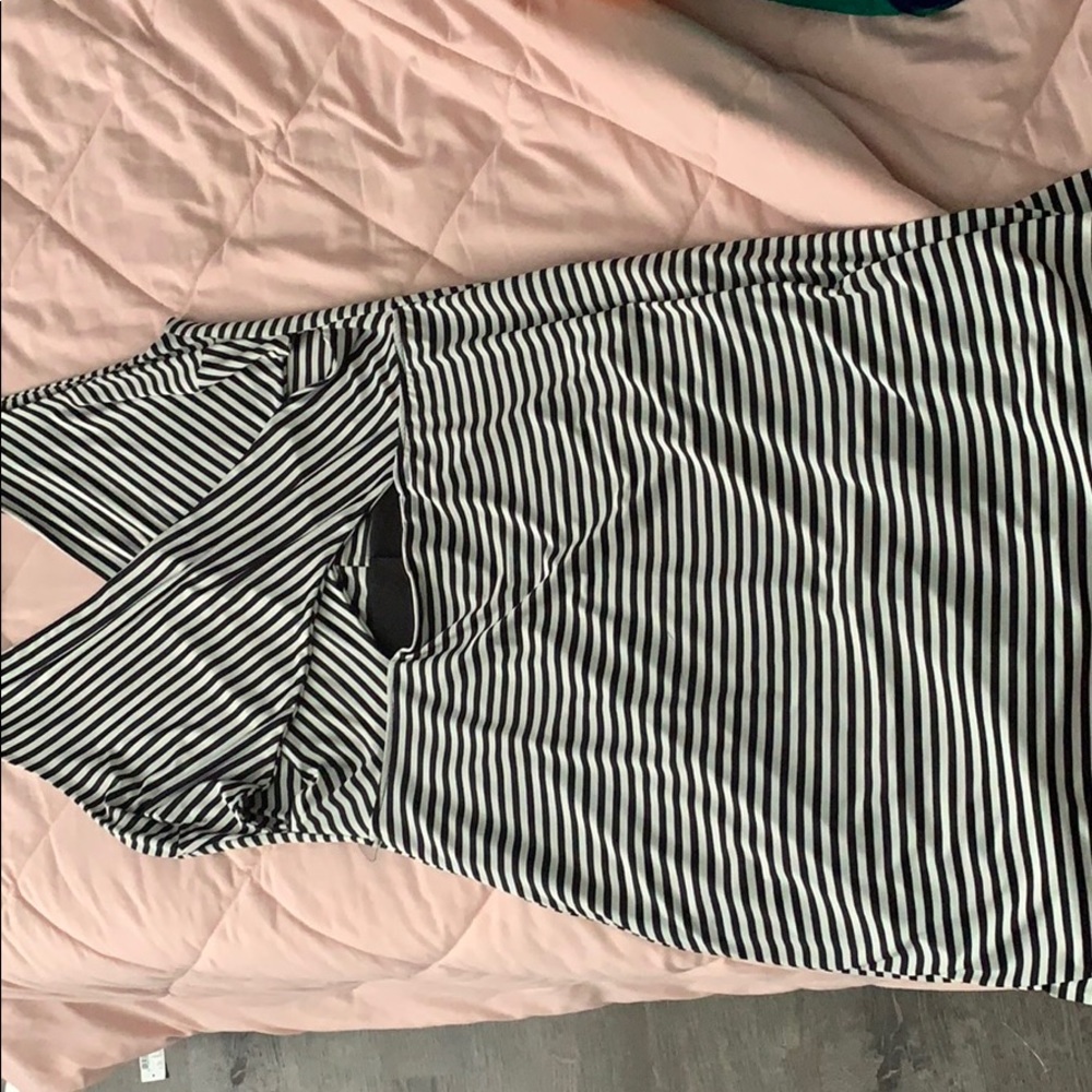 Fitted cut out stripped dress